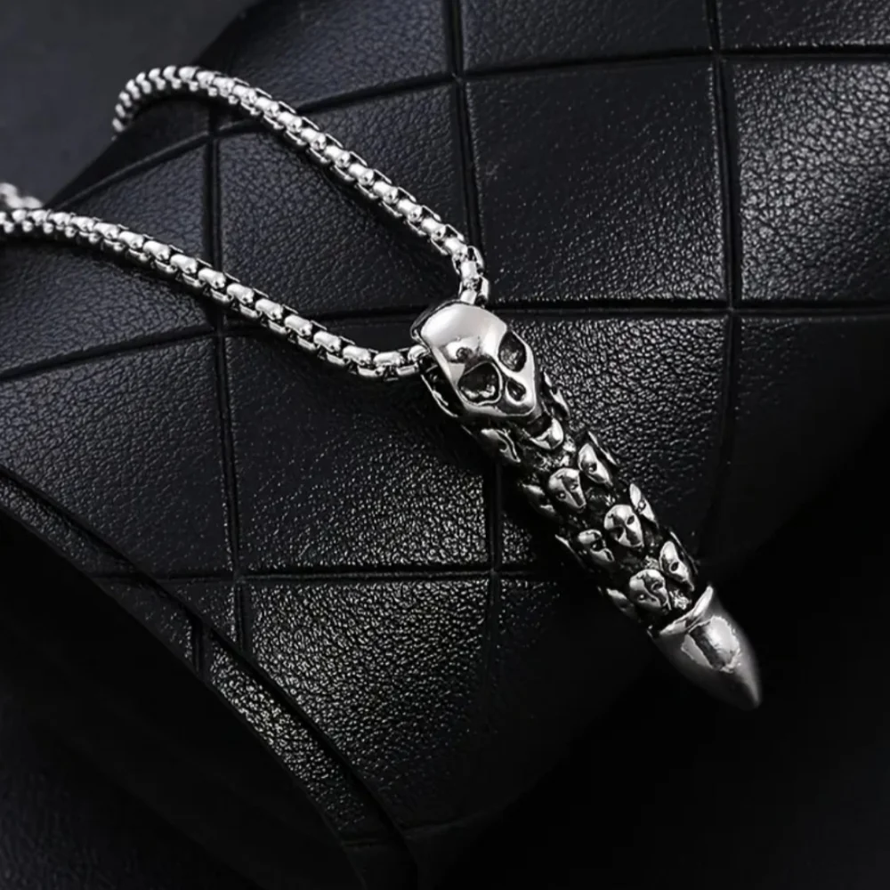 Silver Skull Pendant Necklace